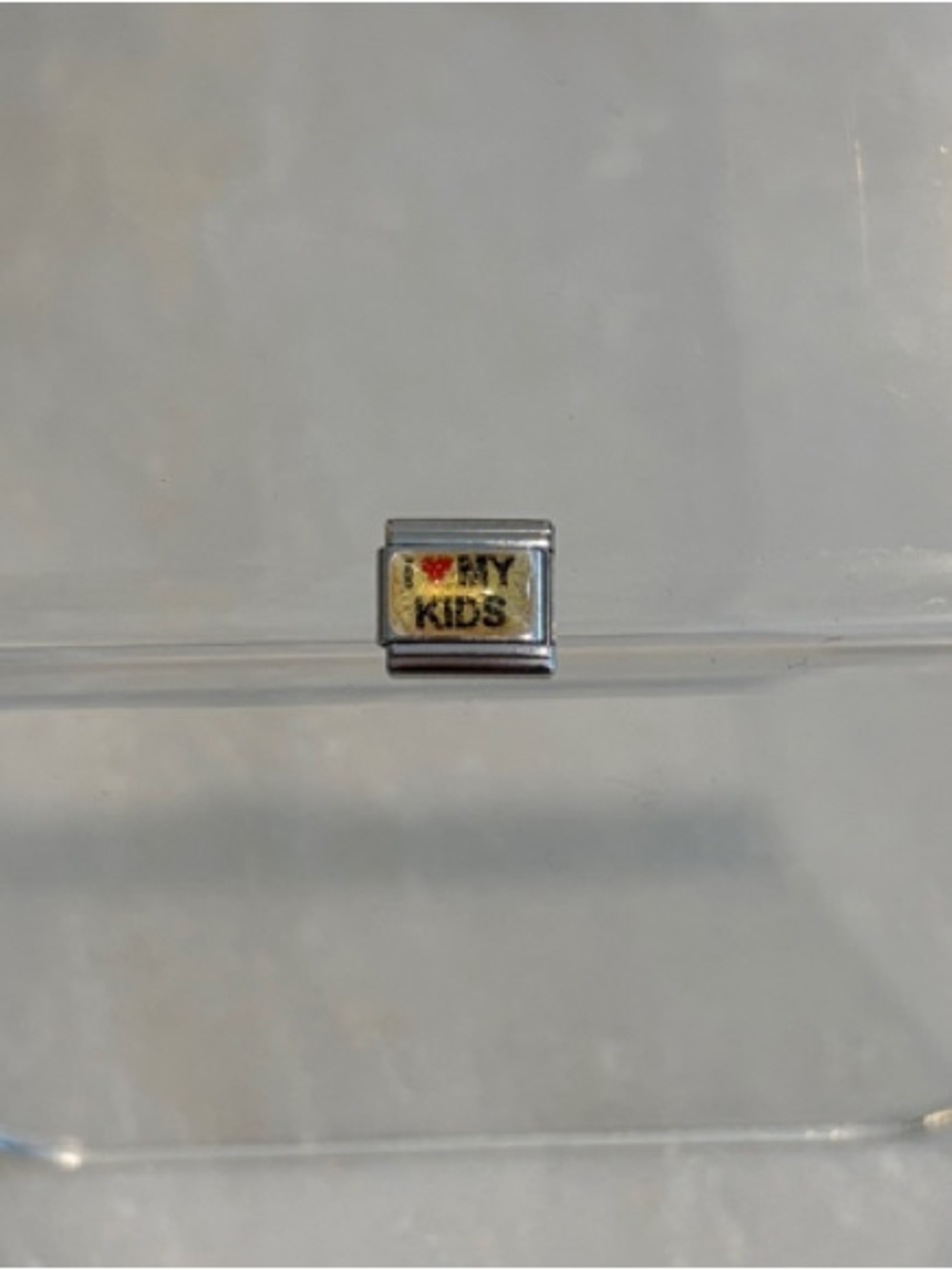 Vintage 9mm Stainless Steel Italian Charm “I heart my kids”